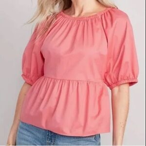 Old Navy Coral Puff Sleeve Blouse